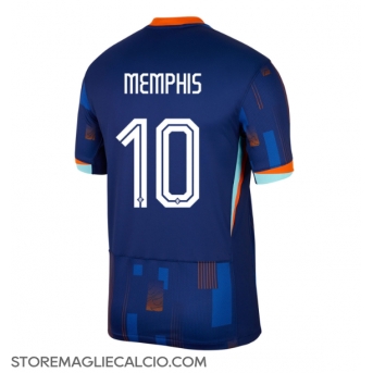 Paesi Bassi Memphis Depay #10 Maglia Gara Trasferta Repliche Europei 2024